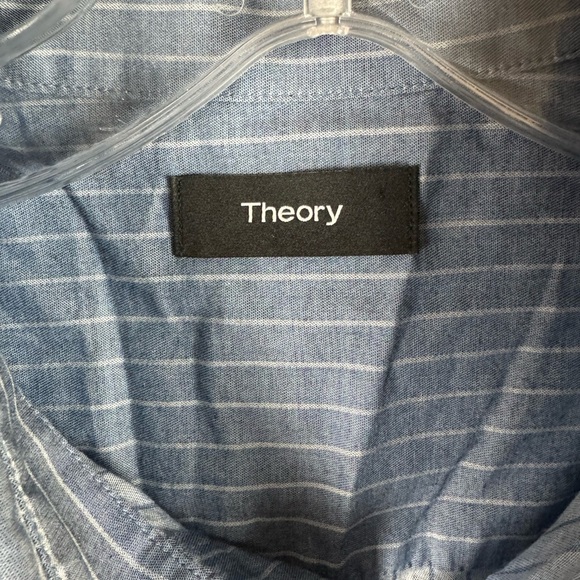Theory Blue & White Striped Button Down - Picture 2 of 4